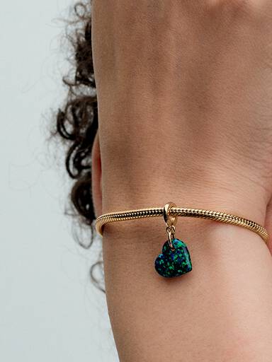 Charm Pendente Cuore Opale Verde e Blu