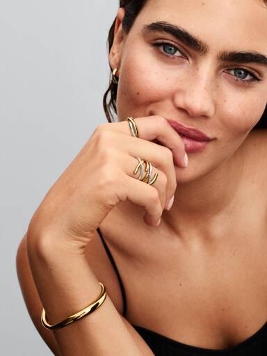 Anello Fascia Intrecciata Aperta Bicolore