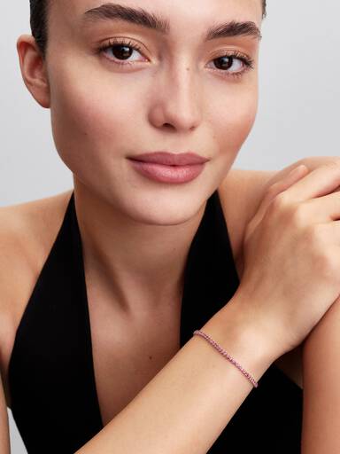 Bracciale Tennis con Pietre Rosa Piccole