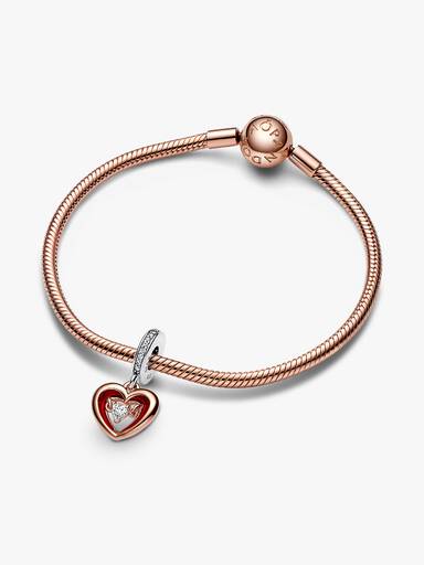 Charm Pendente Cuore Splendente con Pietra