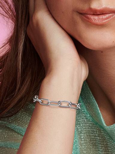 Bracciale Glanzstücke München A Maglia Rettangolare – Argento 925 Placcato Oro Rosa, Con Zirconia, 17+3 Cm