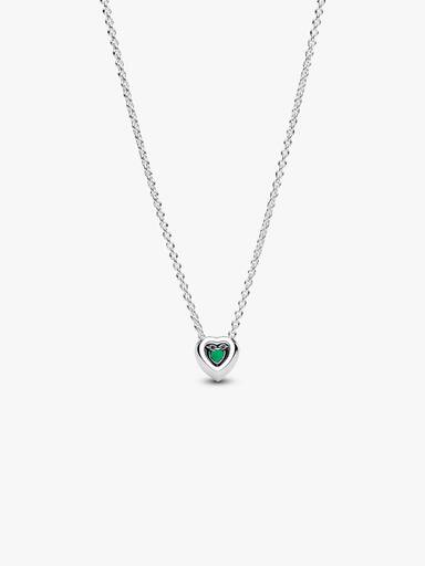 Collana Cuore in Rilievo Verde