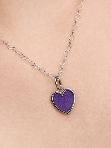 Charm Pendente Cuore Viola da incidere