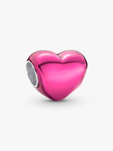 Charm Cuore Metallico Rosa