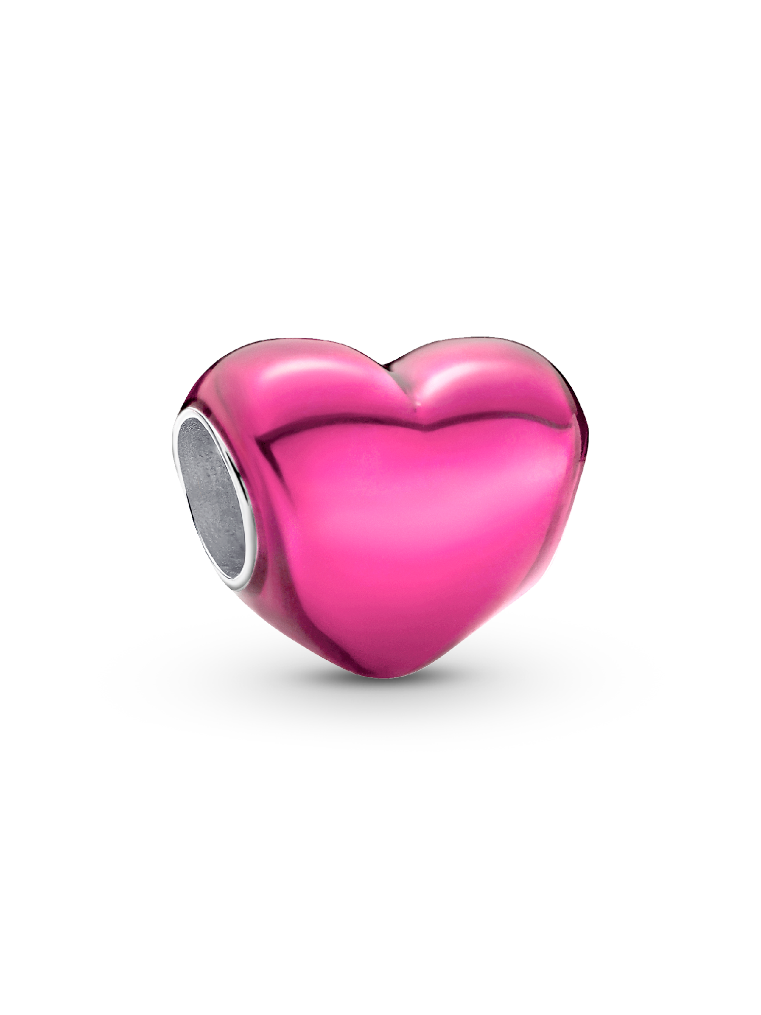 Charm Cuore Metallico Rosa