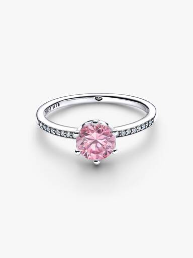 Anello Corona Scintillante Pietra Rosa