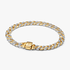 Bracciale Catena Maglia Cubana Bicolore con Pavè Bracciale Catena Maglia Cubana Bicolore con Pavè