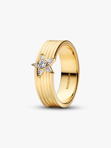 Anello Fascia Larga Stella Cadente Luminosa