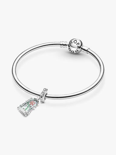 Disney, La Bella e la Bestia, Charm Pendente Rosa Incantata