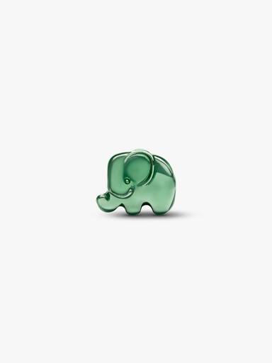 Mini Charm Elefante effetto metallico verde