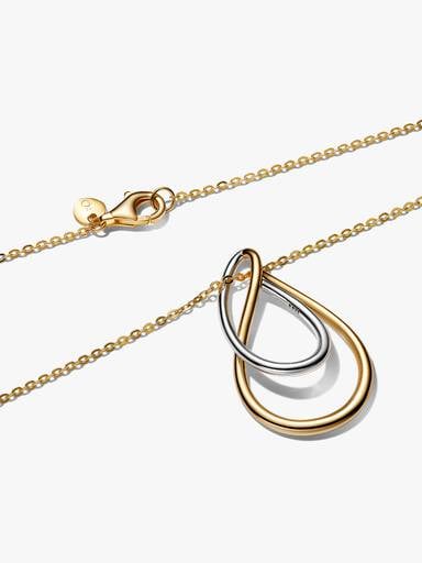 Collana Doppi Cerchi Linea Sinuosa Bicolore