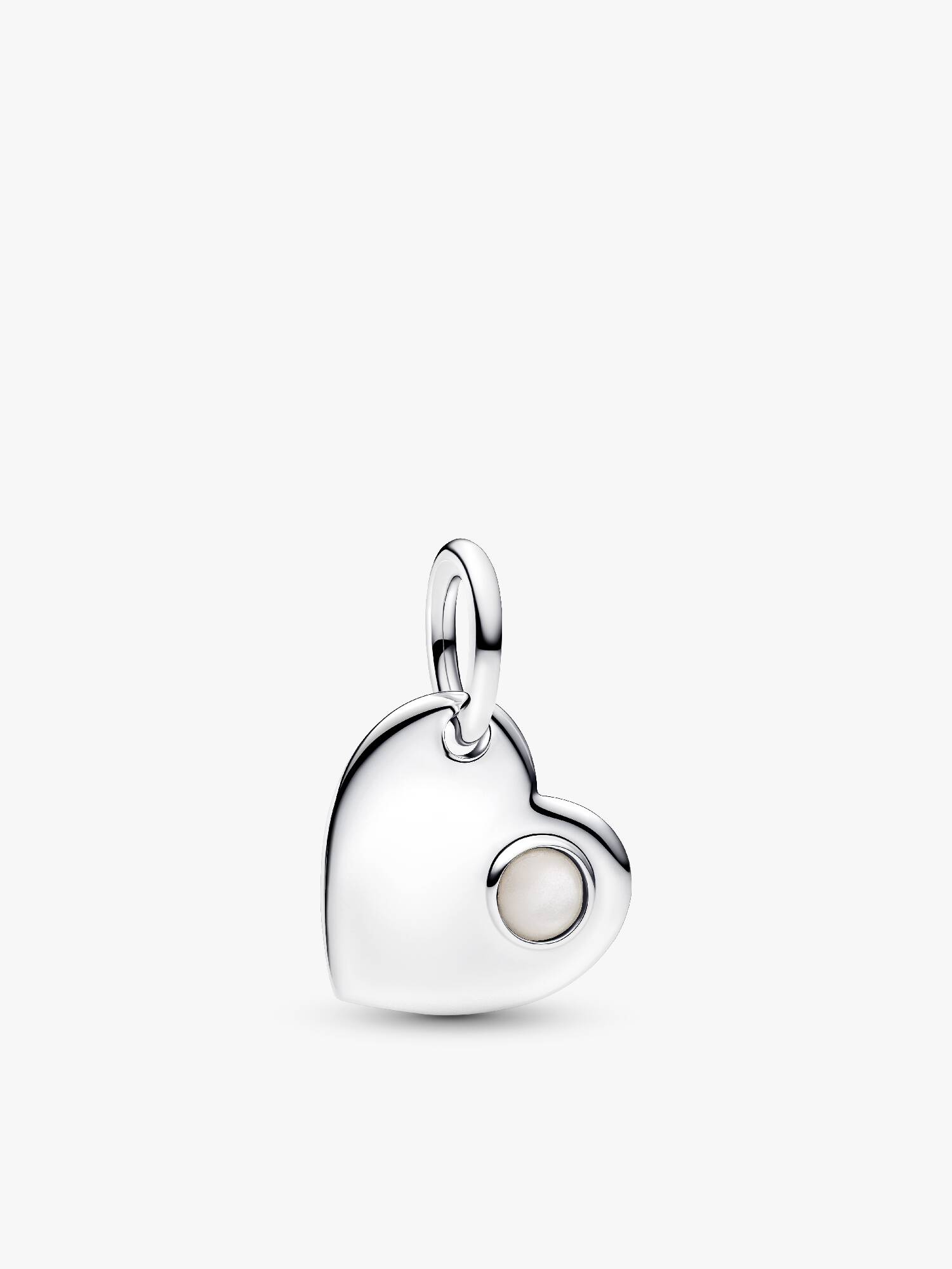 Charm Pendente Cuore con Pietra Bianca Madreperla Artificiale Giugno da incidere