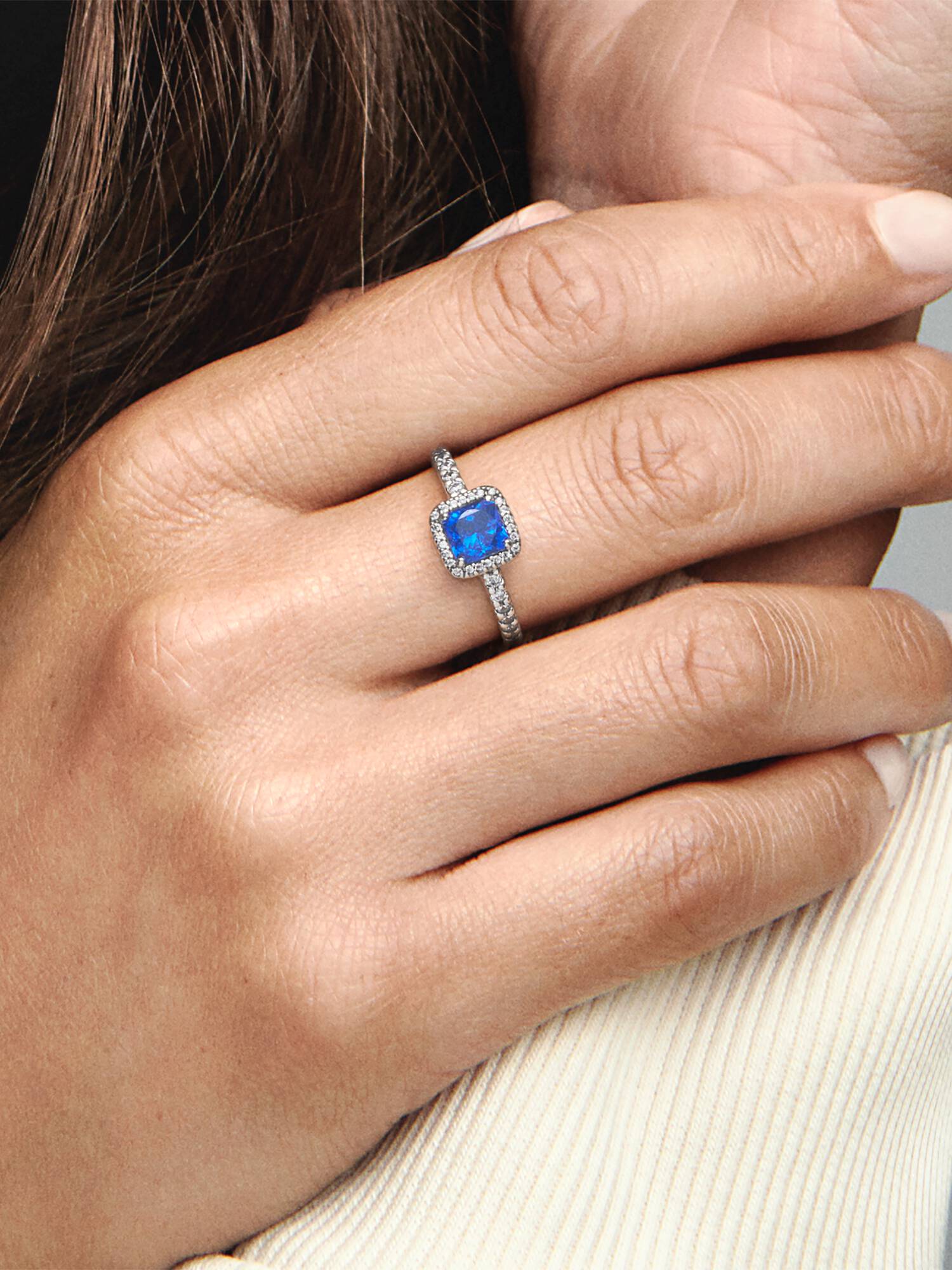 Anello Punto Luce Quadrato Blu