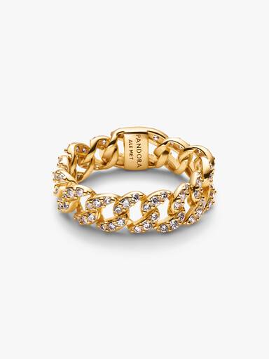 Anello Catena Maglia Cubana Pavè