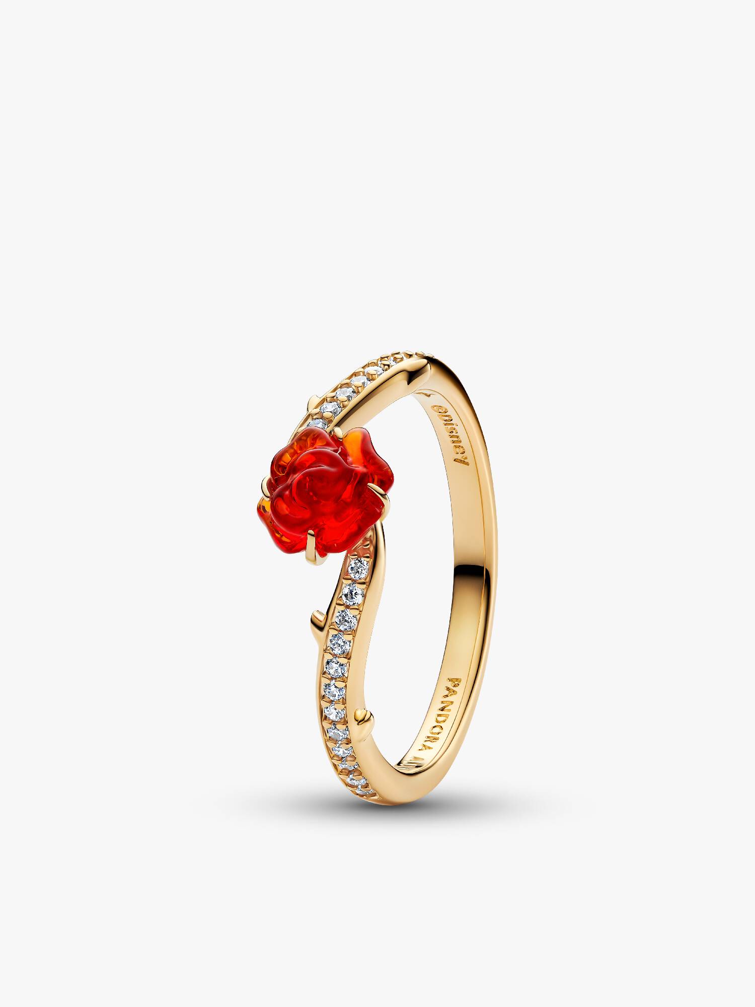 Disney, La Bella e La Bestia, Anello Rosa Incantata Vetro di Murano