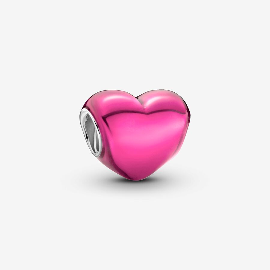 Charm Cuore Metallico Rosa image number 0