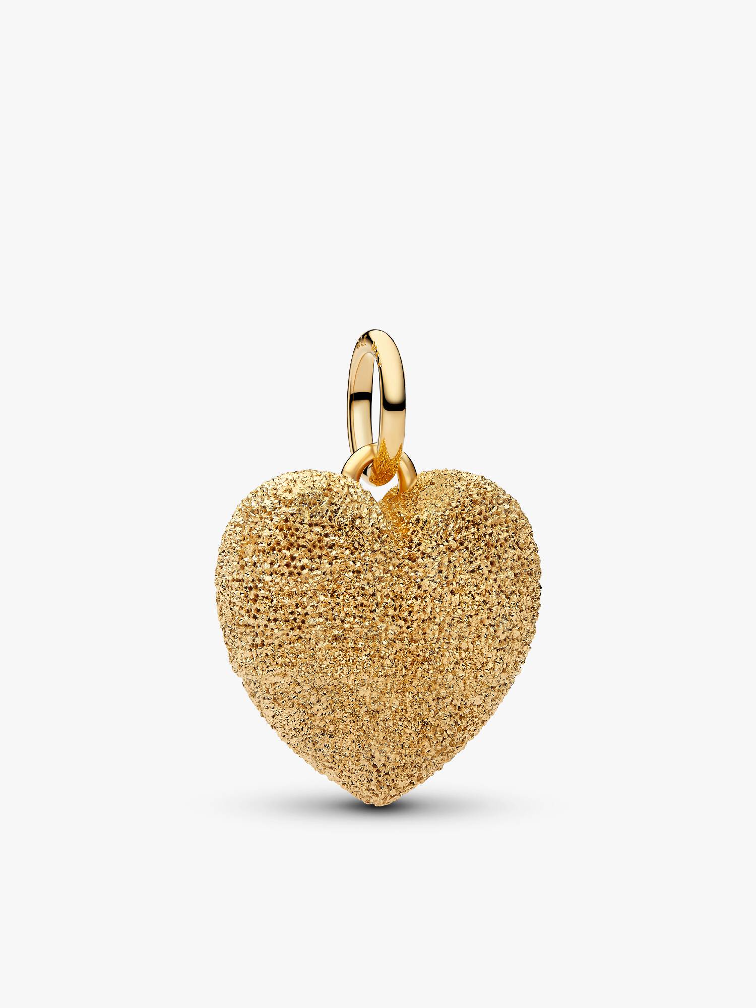 Charm Pendente Cuore Puffy effetto diamantato