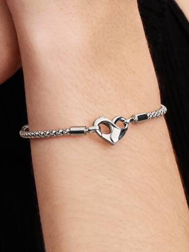 Bracciale Regolabile Meyiert In Argento 925 Con Doppio Cuore E Zirconi Blu, Chiusura A Moschettone, Lunghezza 19 Cm, Regalo Donna