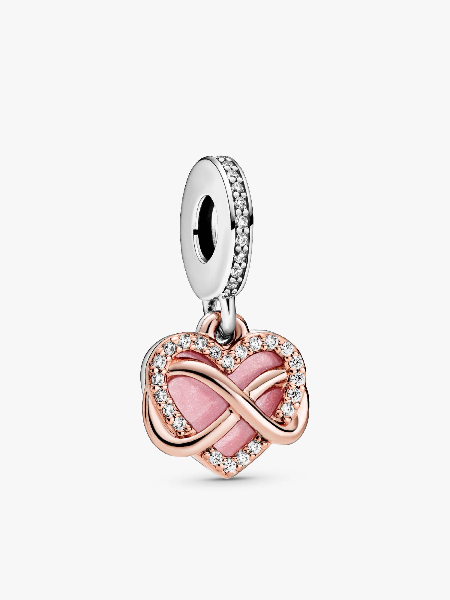 Charm Pendente Cuore e Infinito Rosa