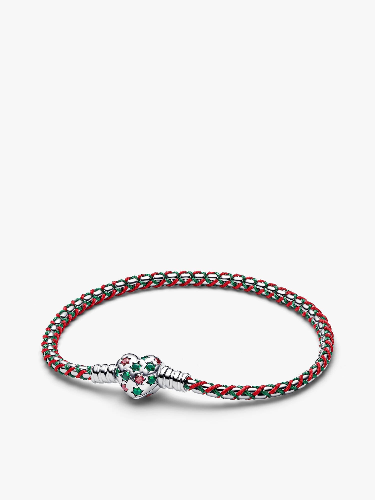 Bracciale Intreccio Tessuto Verde e Rosso