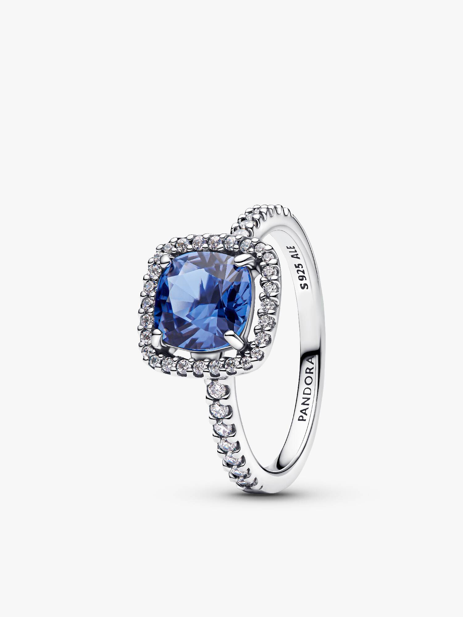 Anello Punto Luce Quadrato Blu Grande