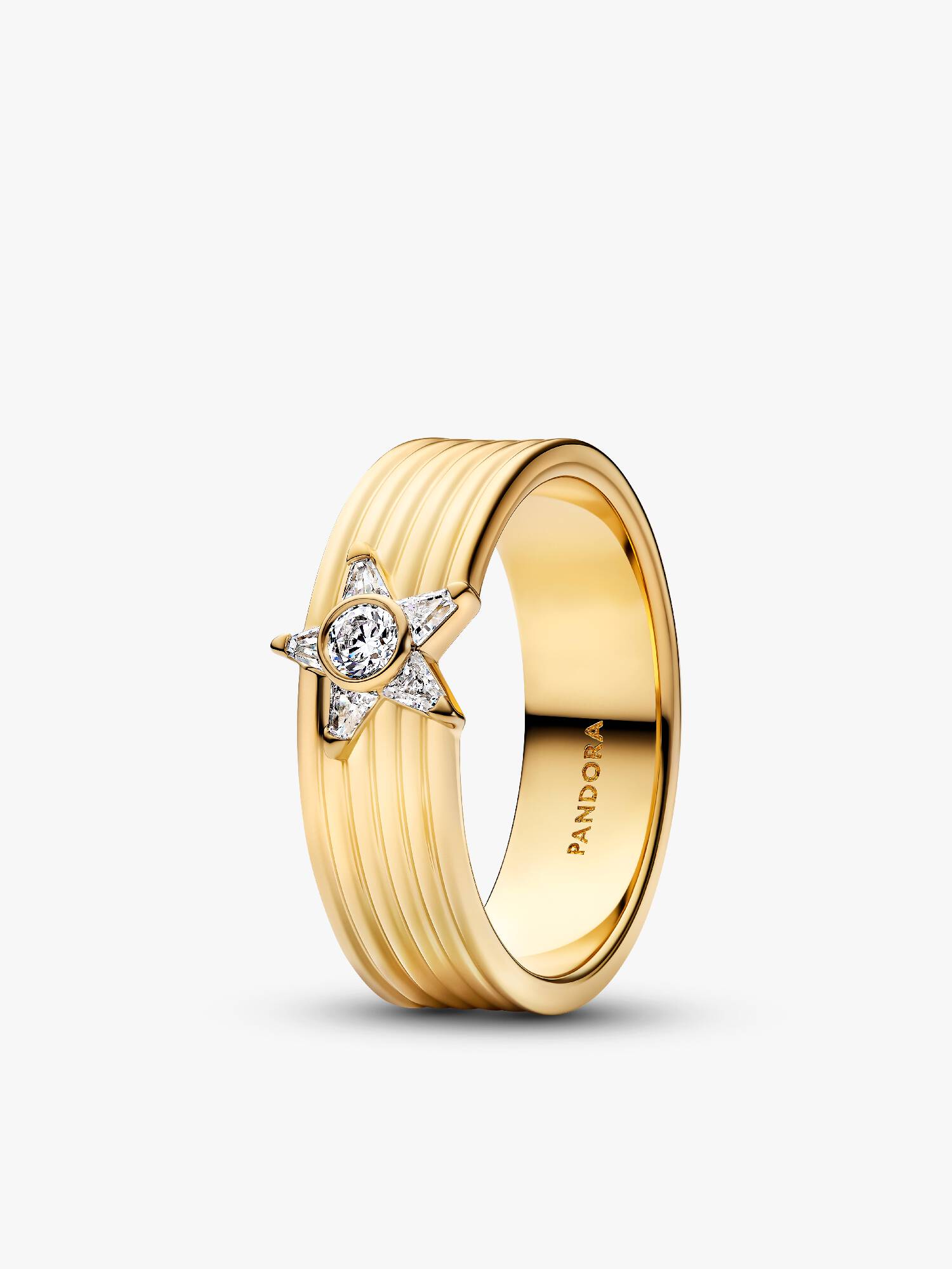 Anello Fascia Larga Stella Cadente Luminosa