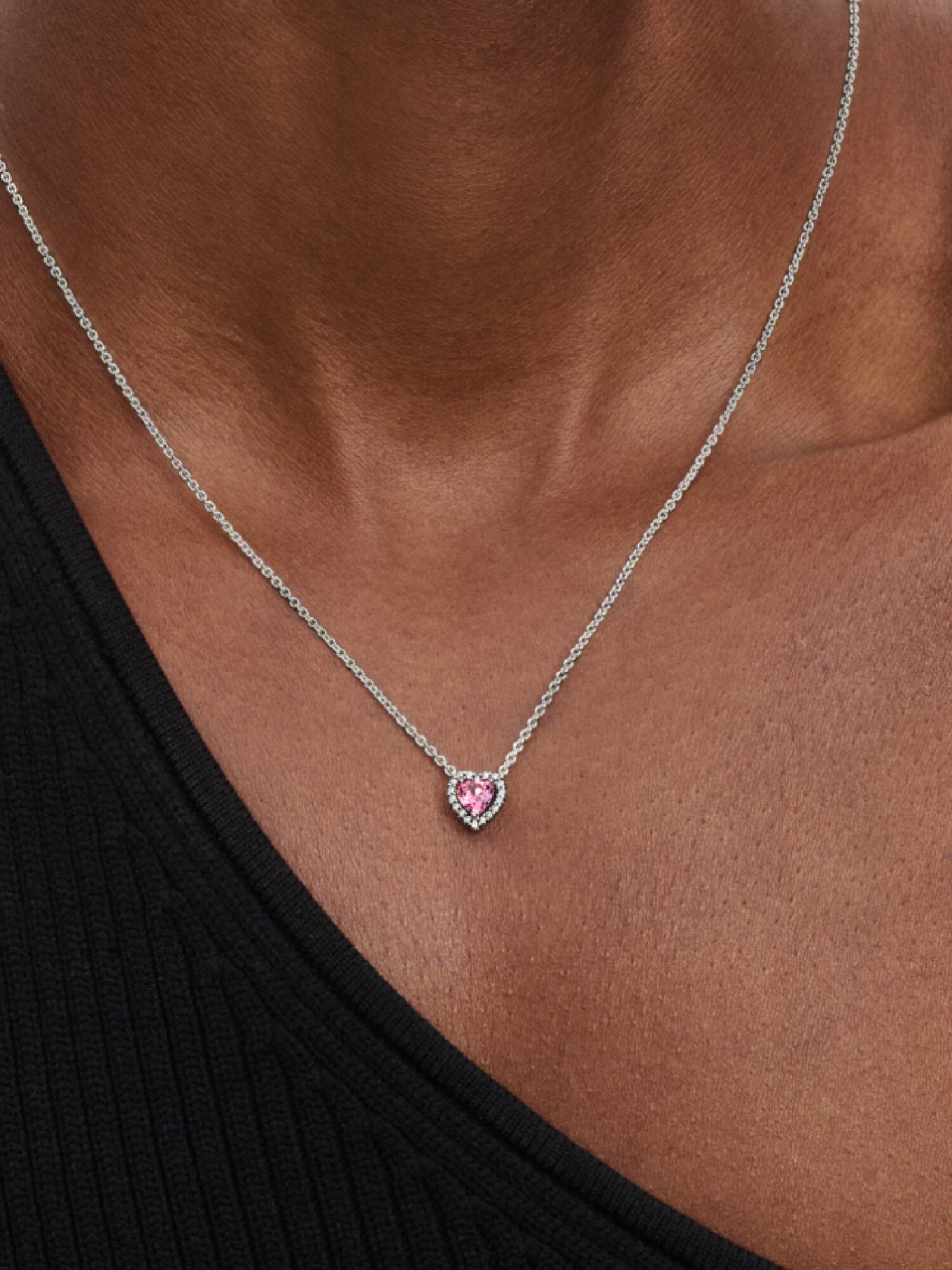 Collana Cuore in Rilievo Rosa