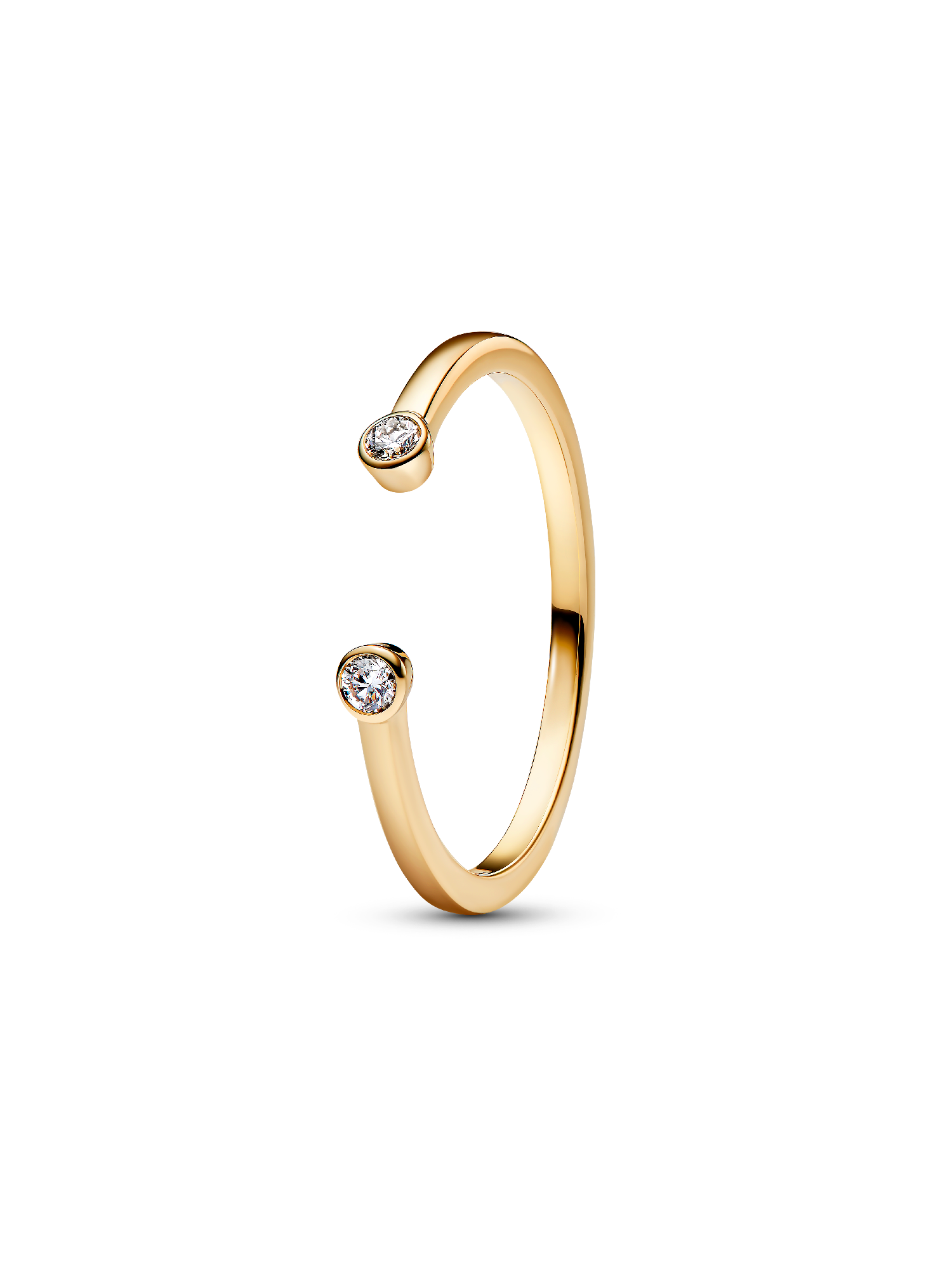 Anello Aperto Era in oro 14k con due diamanti creati in laboratorio