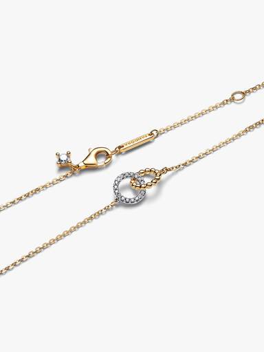 Collana Cerchi Intrecciati Sfere e Pavé