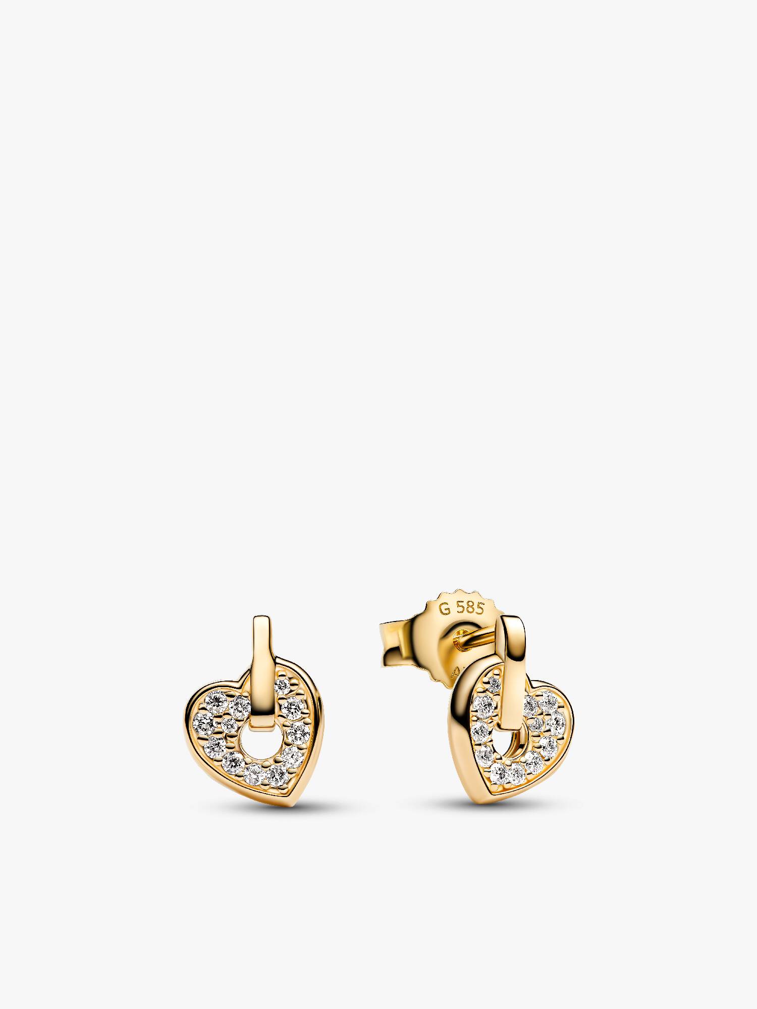 Orecchini Talisman Cuore in oro 14k con pavé di diamanti creati in laboratorio