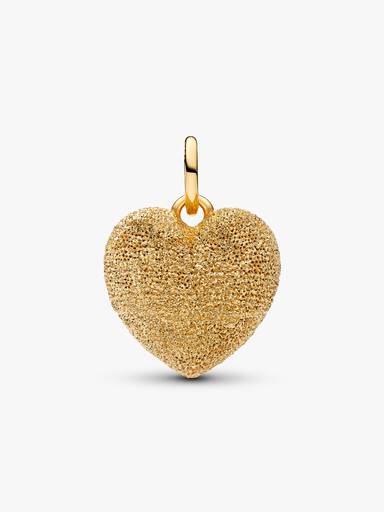 Charm Pendente Cuore Puffy effetto diamantato