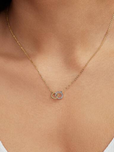 Collana Cerchi Intrecciati Sfere e Pavé