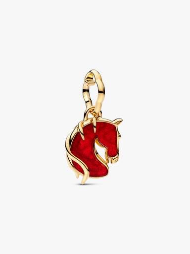 Charm Pendente Cavallo Vetro di Murano Rosso