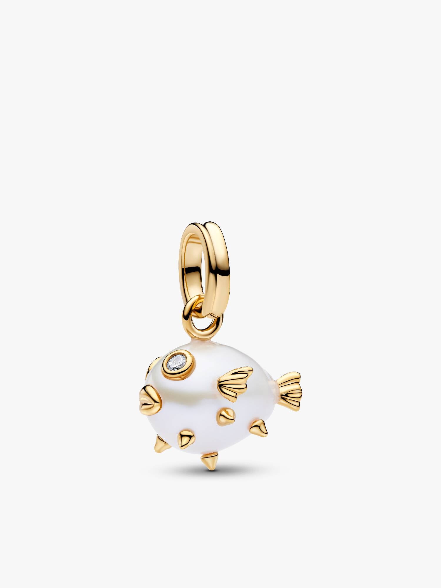 Charm Pendente Pesce Palla con Perla Barocca d’Acqua Dolce Coltivata