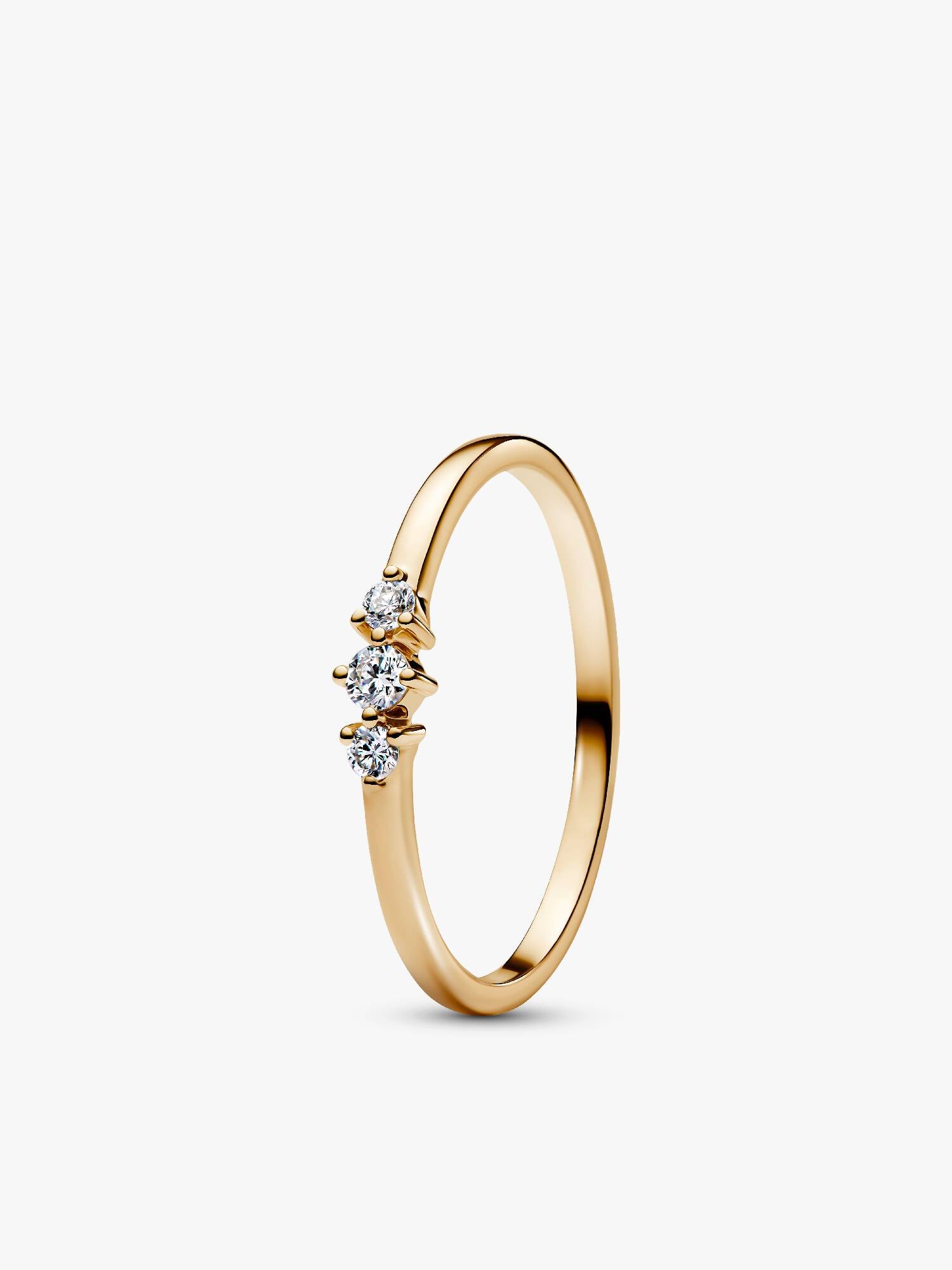 Anello Era in oro 14k con tre diamanti creati in laboratorio