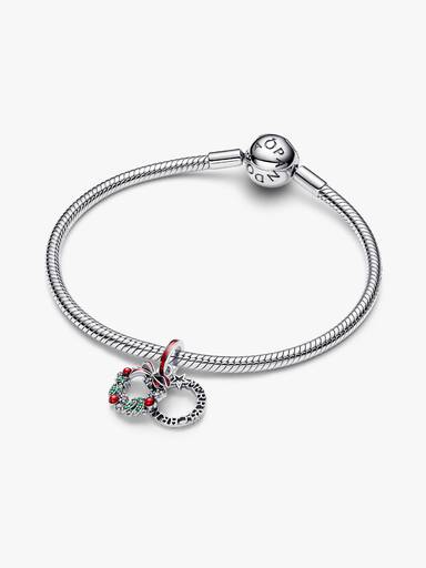Charm Pendente Doppio Ghirlanda di Natale