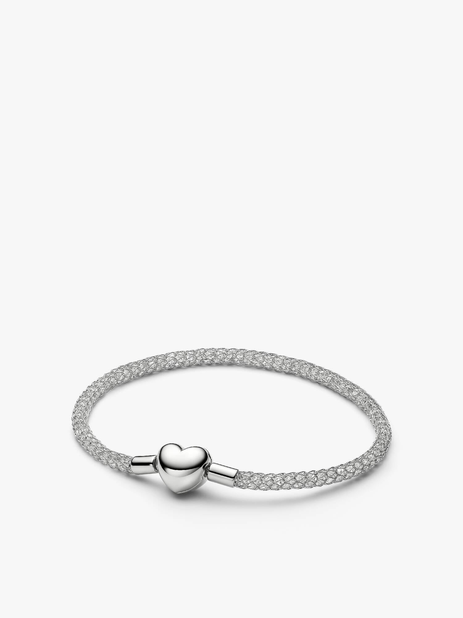 Bracciale Maglia Mesh con pietre luminose e Chiusura a Cuore