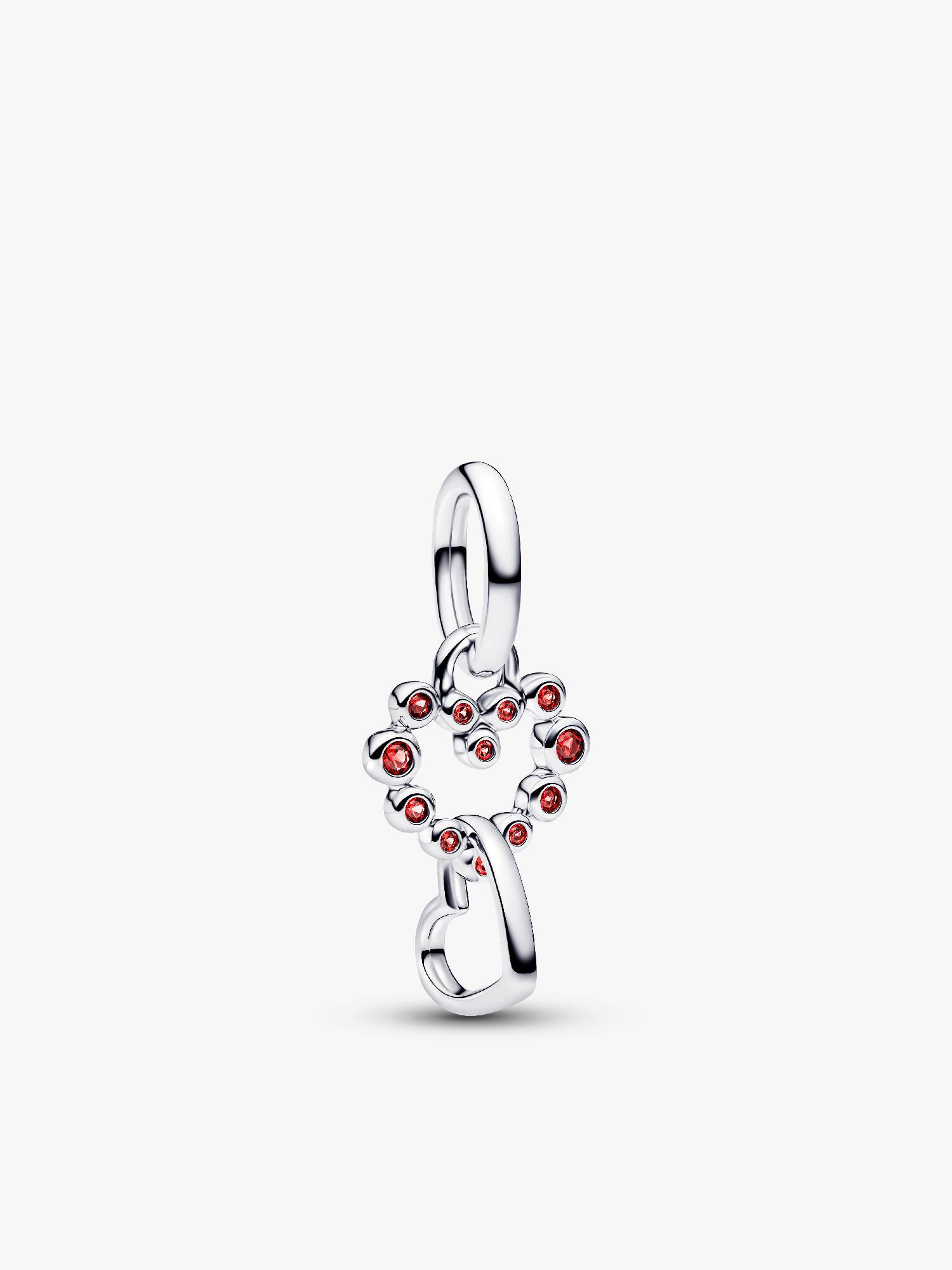 Charm Pendente Cuori Intrecciati con Cristalli Rossi