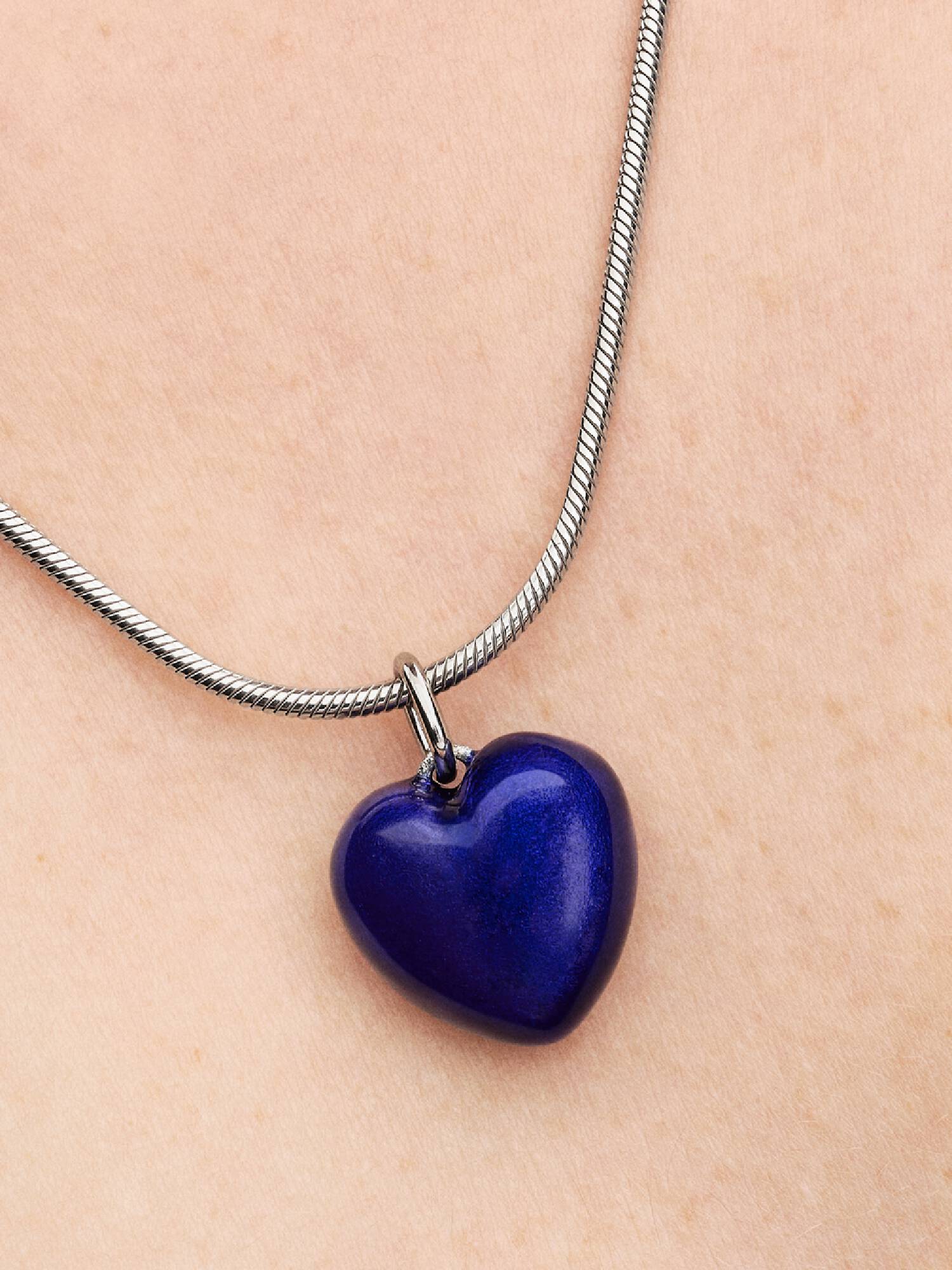 Charm Pendente Cuore Puffy Blu