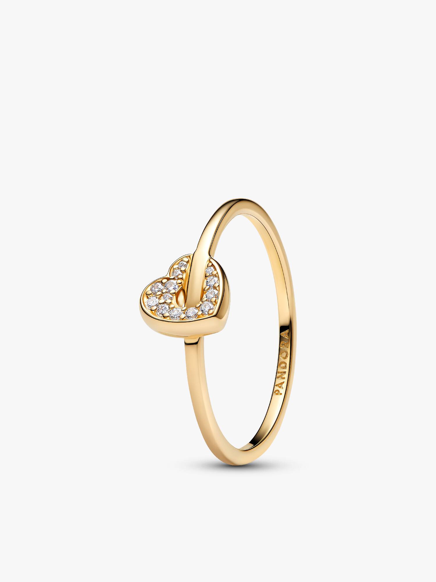 Anello Talisman Cuore in oro 14k con pavé di diamanti creati in laboratorio