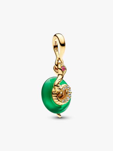 Charm Pendente Serpente Vetro di Murano verde