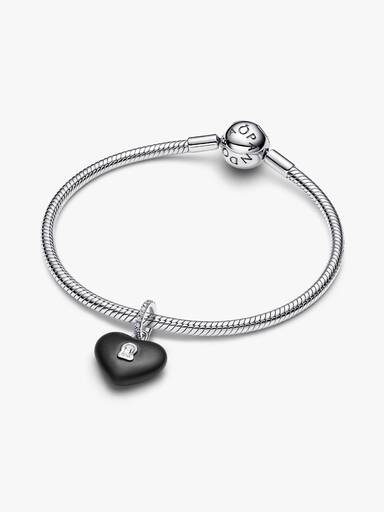 Charm Pendente Lucchetto Cuore Nero "Yours" in ceramica