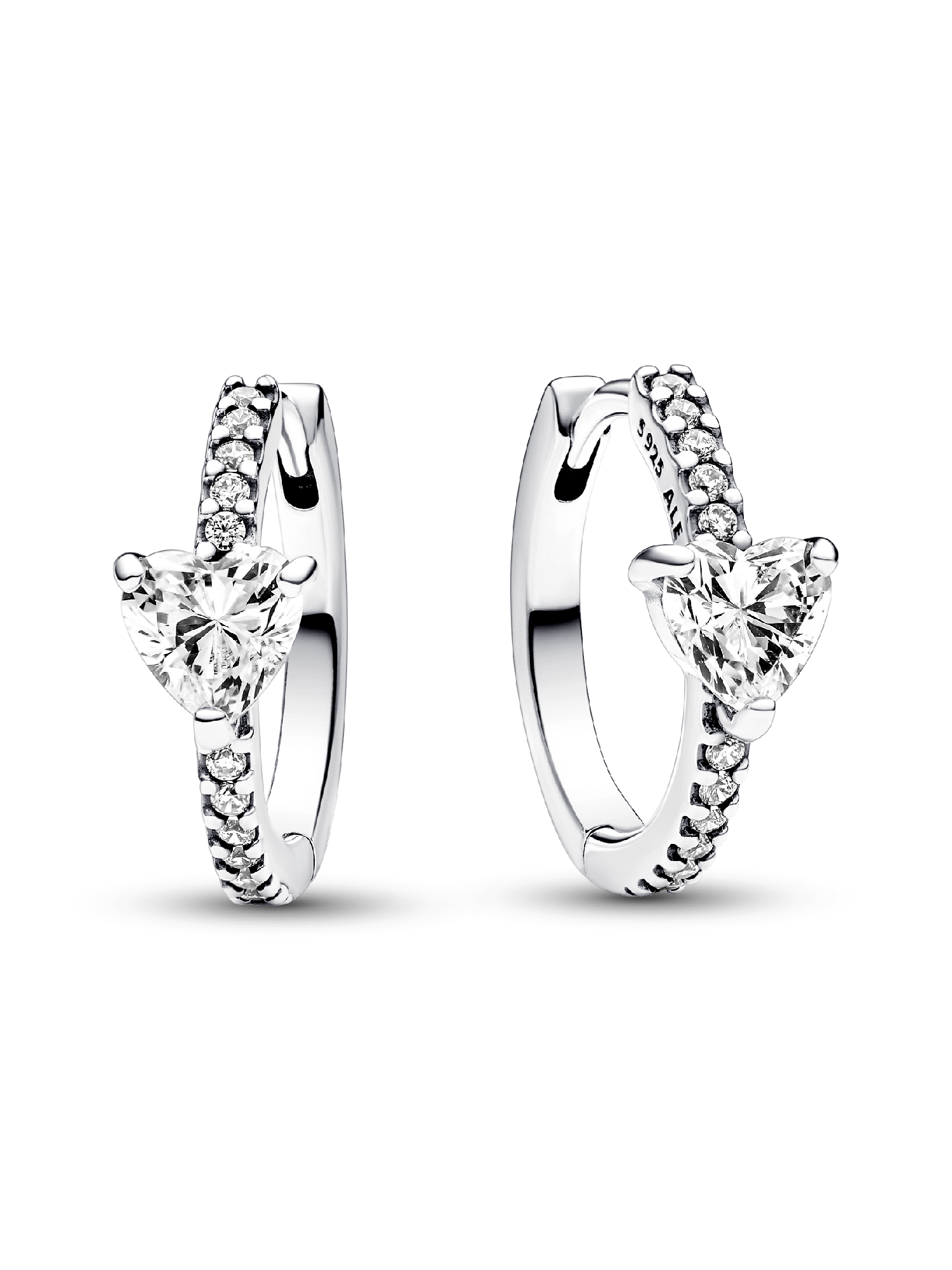 Gulicx Orecchini A Cerchio In Argento 925 Con Zirconi Cubici A Cuore, Eleganti, Confezione Regalo