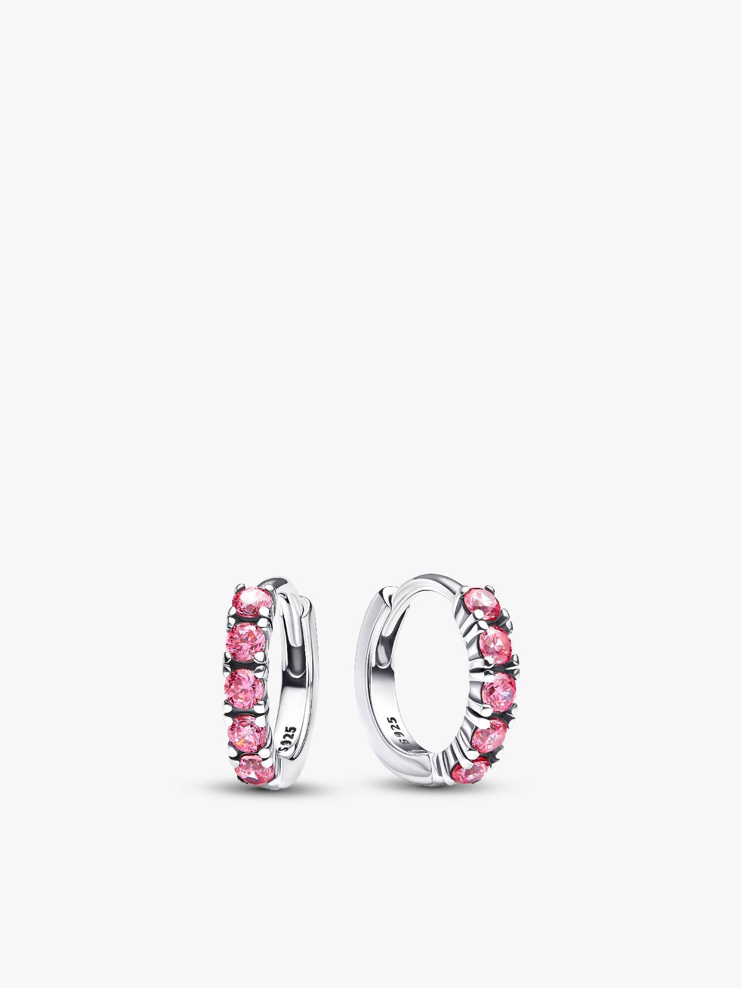 Orecchini Cerchi Piccoli Cristalli Rosa Scuro 