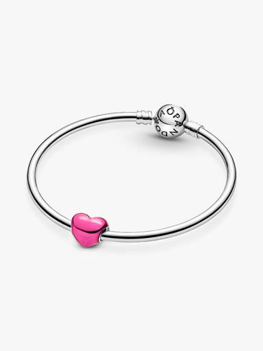 Charm Cuore Metallico Rosa