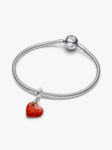 Charm Pendente Cuore Opale Rosso