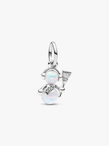 Charm Pendente Pupazzo di Neve Opale