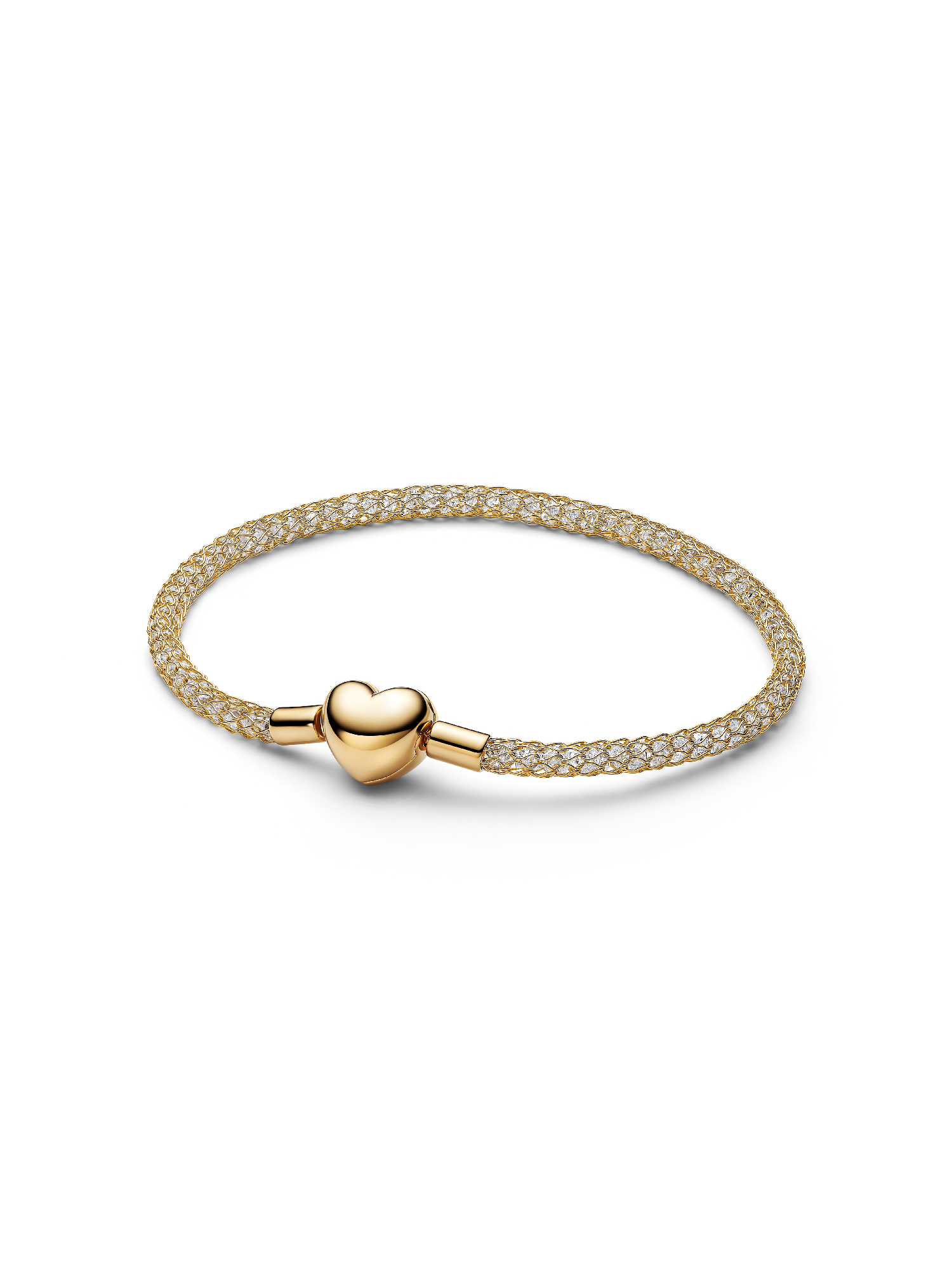 Bracciale Maglia Mesh con pietre luminose e Chiusura a Cuore