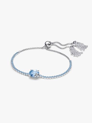 Bridgerton, Bracciale Tennis regolabile con Cristalli Azzurri e Ape