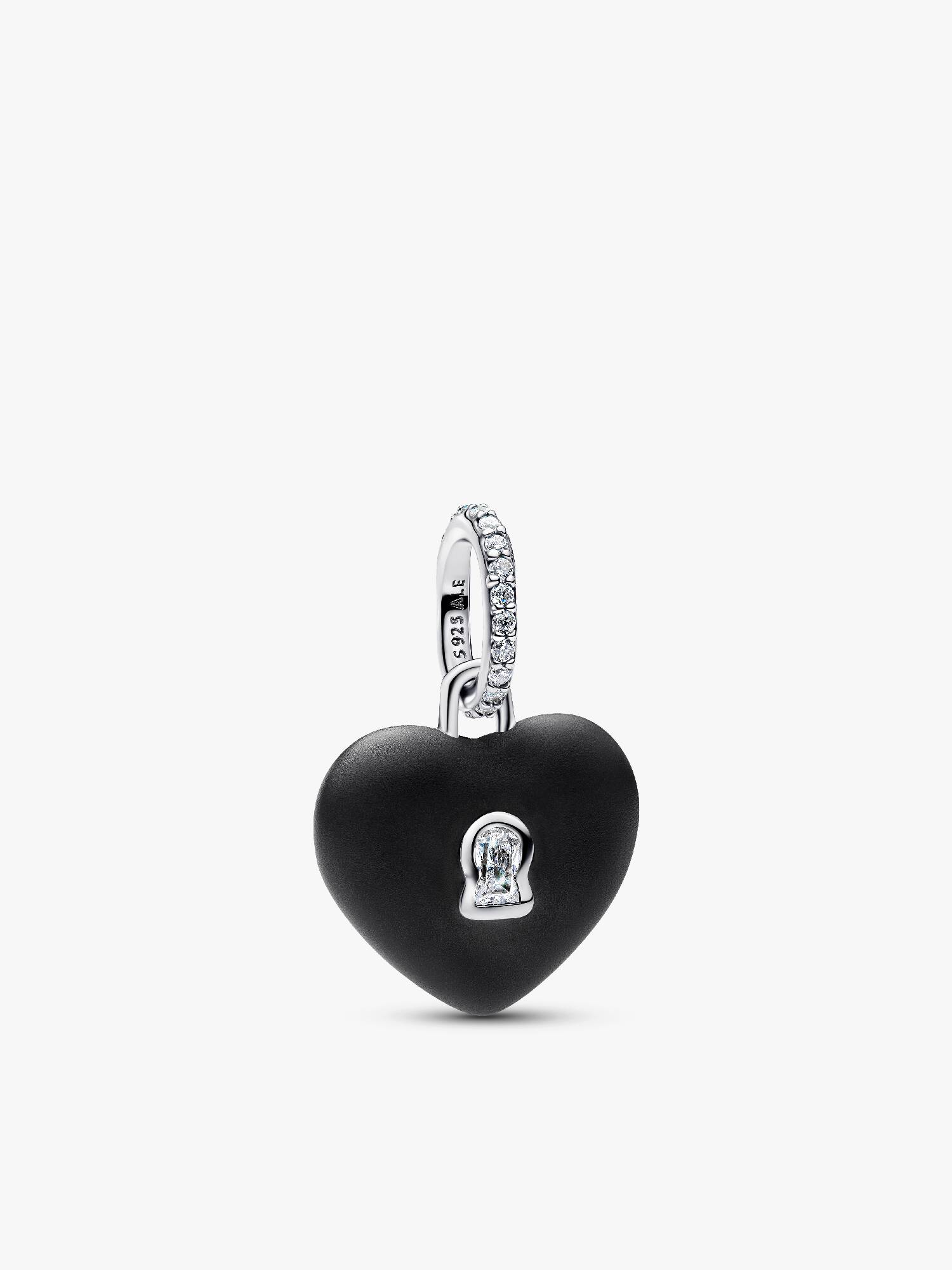 Charm Pendente Lucchetto Cuore Nero "Yours" in ceramica 